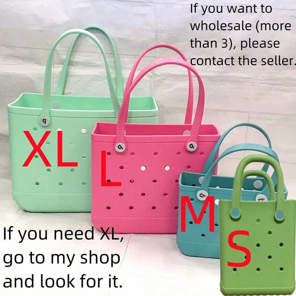 Solid Fashion Hole Durable Waterproof Beach Bag Fashion Rubber Handbag Beach Boat Swimming Sports Shopping Portable Eva HandbagsC250214