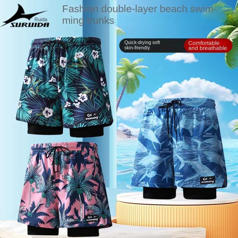 2024 New Swimming Trunks To Prevent Embarrassment New Quick-drying Boxer Swimsuit Hot Spring Beach Pants Mens Summer Fashion W250214