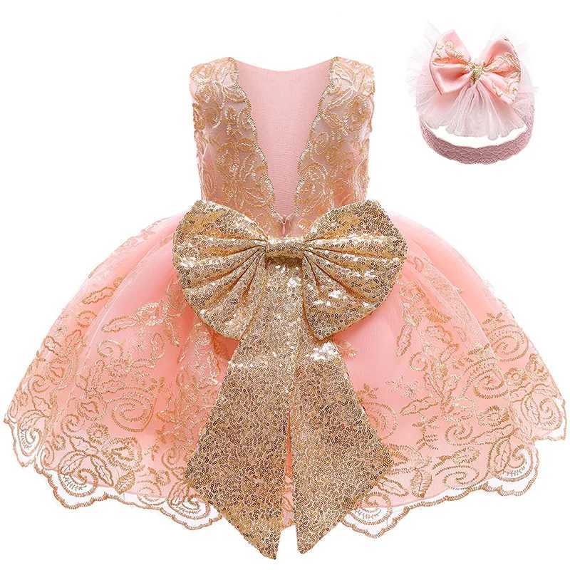 3 6 12 18 24 Months Lace Newborn Dress Summer Big Bow Fashion Little Princess Baby Dress Birthday Gifts New Childrens Clothing Z250214