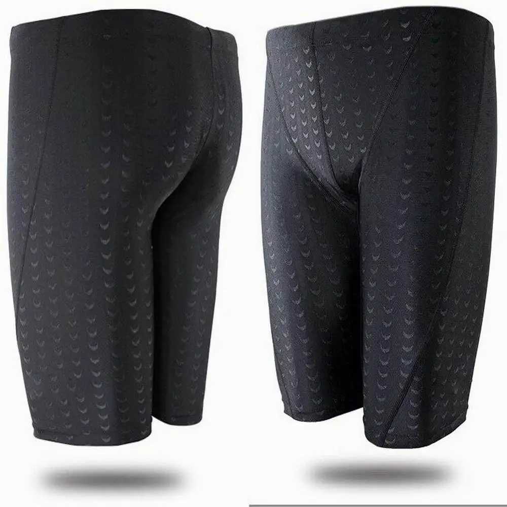 Mens beach swimming pool waterproof swimsuit fifth swimming rod shark skin pattern breathable sports training swimming shorts L-4XL W250214