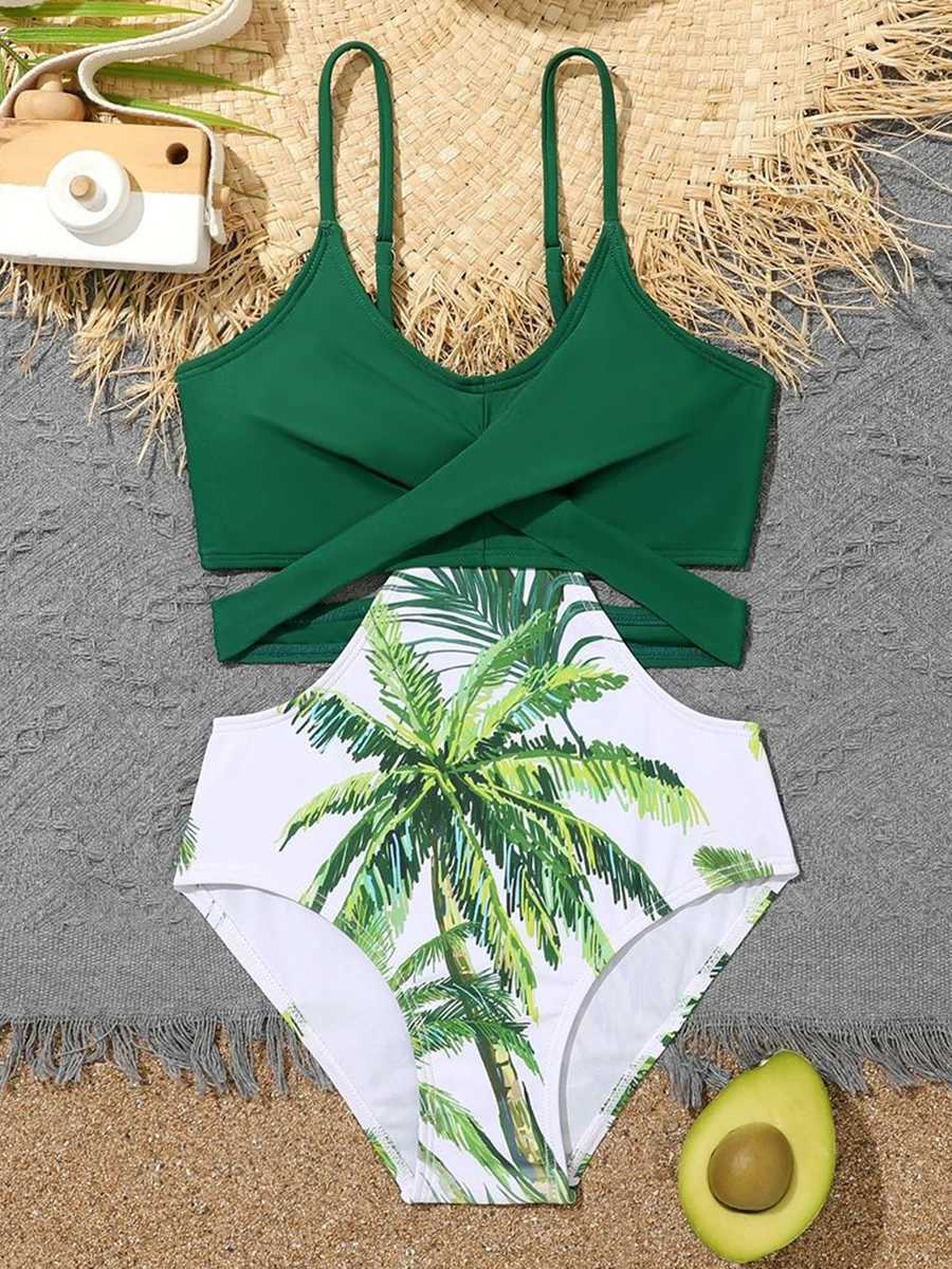 2023 Printed Girls Swimsuit One Piece Green Kids Swimwear Female Childrens Bathers Bathing Swimming Swim Suit Beachwear Z250214