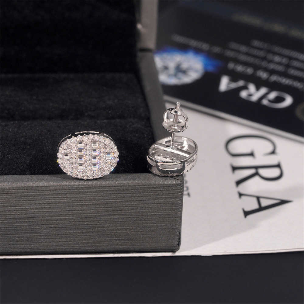 New Mens and Womens Cross Earrings S925 Silver Inlaid Moissan Hip Hop Earrings