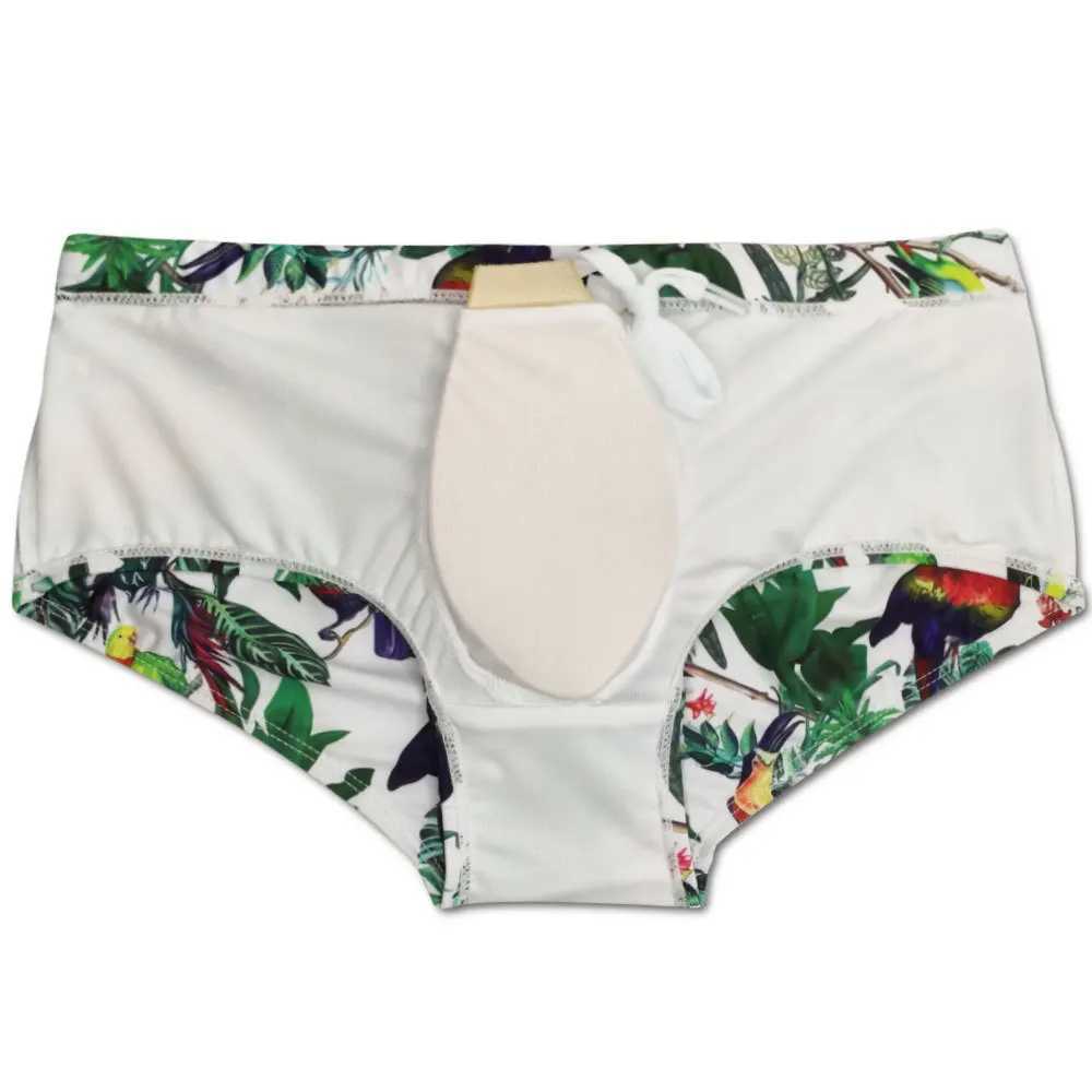 2024 Fashion Bird Print Swimwear Men Swimming Trunks Sexy UXH Push Up Pad Swimsuit Mens Swim Briefs Mens Bathing Suit Beachwear W250214