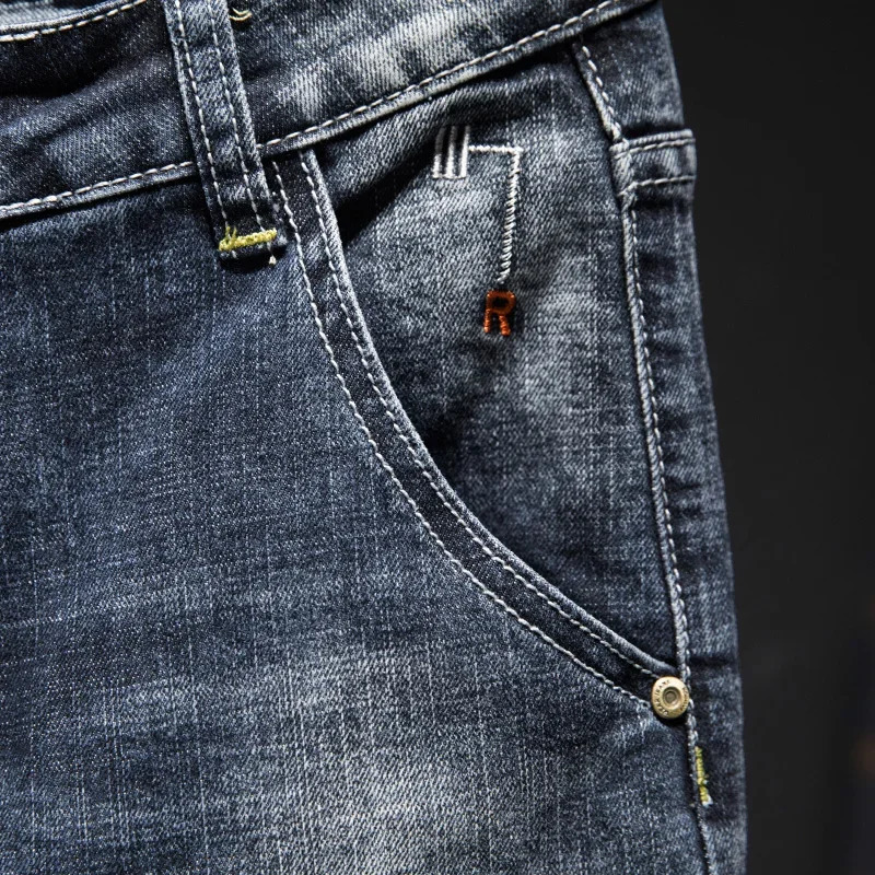 Mens Ripped Jeans Streetwear Personality Trendy Korean Fashion Slim Beggar Holes Denim Pants Stretch Casual Male Trousers 250210