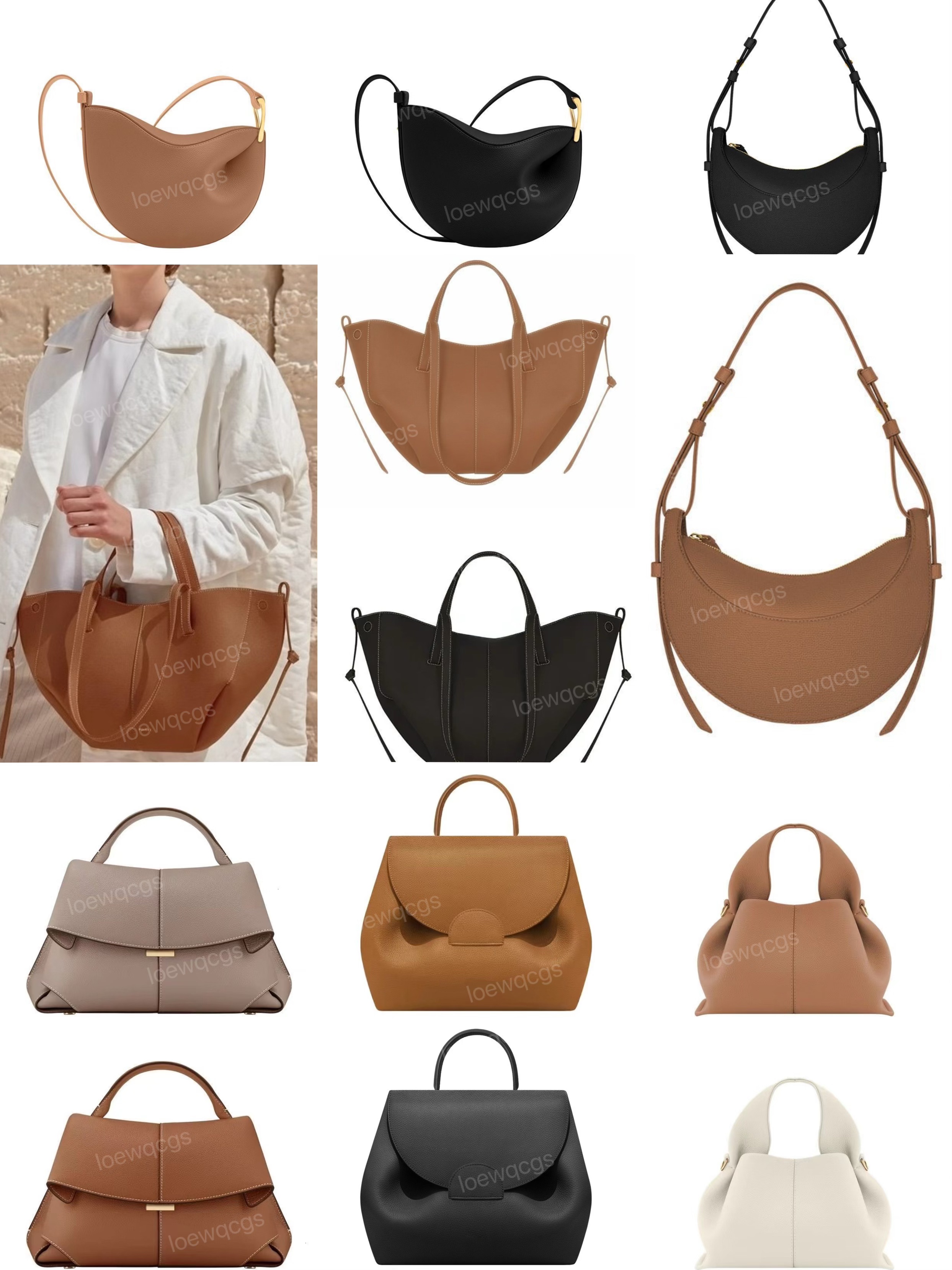 Tote Bag Designer Half Moon Bag Luxury Bag Smooth Leather Shoulder Bag Black Tote Underarm Bag Fashion Women Cross Body Bag Mini Purse Hobo Bags