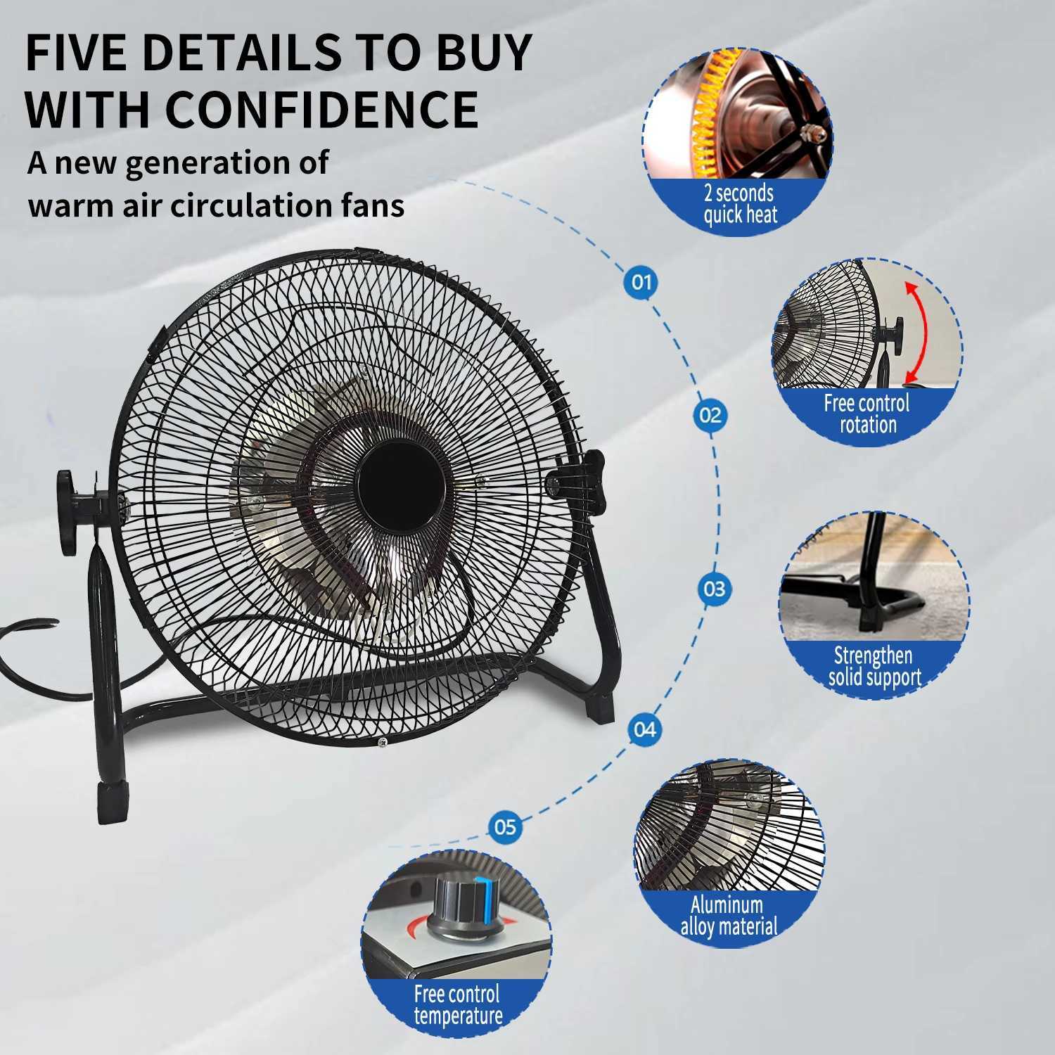 Portable High Power Space Air Hot Electric Fan Heater 0-1200W Adjustable hot and cold air For Winter Office Home Z250214