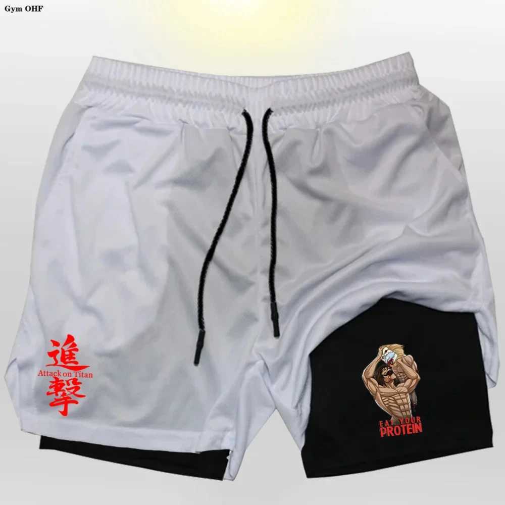 Fitness Quick Drying Shorts Mens Printed 2-in-1 High Performance Double Layer Shorts Gym Workout Jogging Training PantsXJ250213