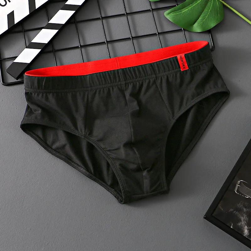Solid Cotton Briefs Mens Convex Pouch Panties Youth Fasion Lingerie Low Rise Breathable Mens Comfortable Underwear Solid Color 250214