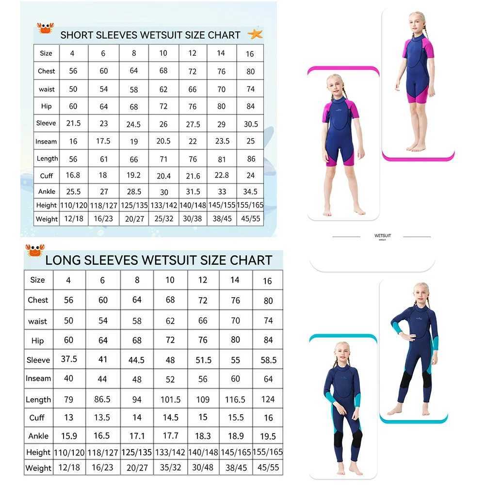 Childrens 2mm 3mm Neoprene Wetsuit One-piece Long Sleeve Diving Suit Cold Proof Sunscreen Surfing Swimming Snorkeling Swimsuit Z250214