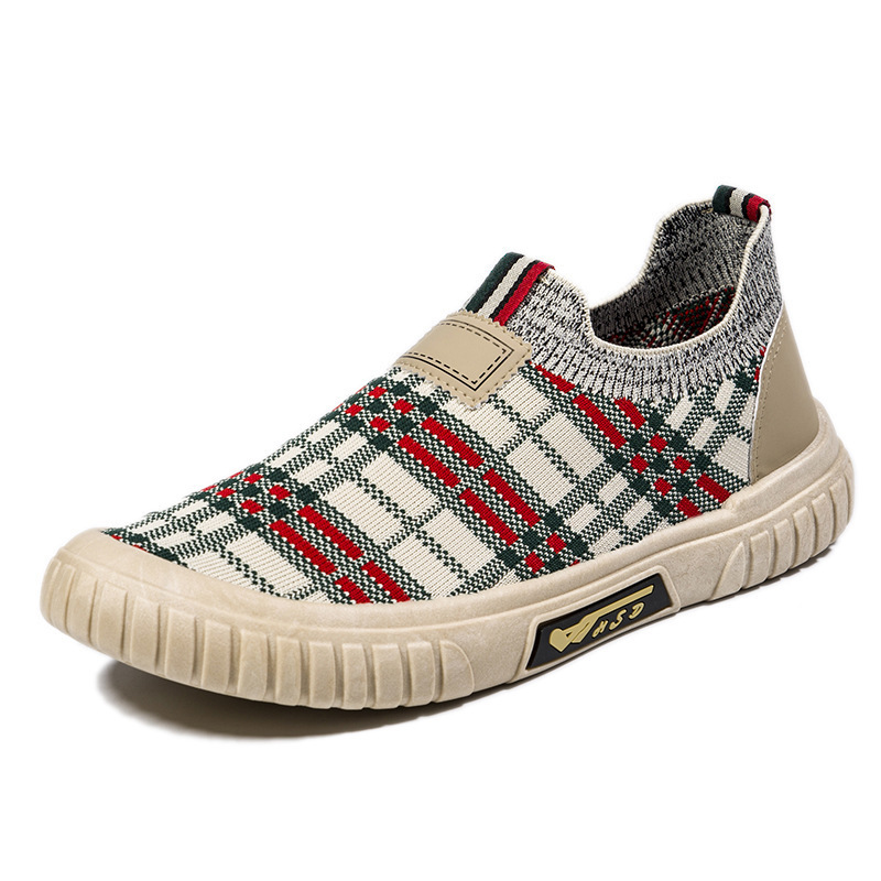 European And American Outdoor Summer Breathable Lazy Shoe Design, Casual Flat Shoes Fashionable Fly Woven Mesh Socks Men's Shoes Classic Balance 