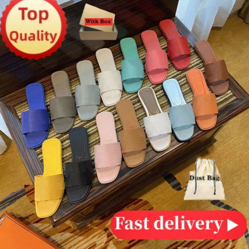 with box slippers designer womens slides flat sliders sandals shoes summer woman sandale ladies casual outside slipper sandal beach leather best quality