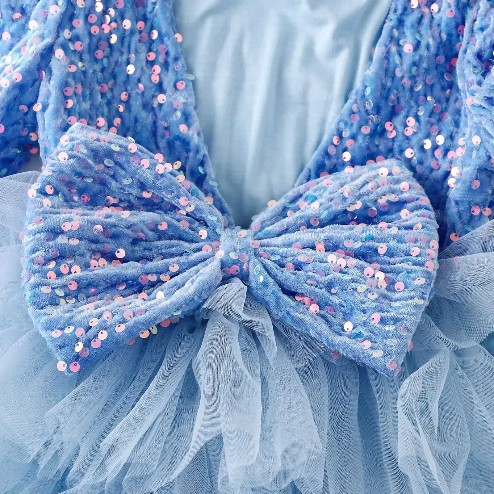 Little Girls Par Dress for Flying Sleeve Solid Child Clothes 2024 New Flower Girl Birthday Princess Dress for 3-8Y Kids Summer Z250214