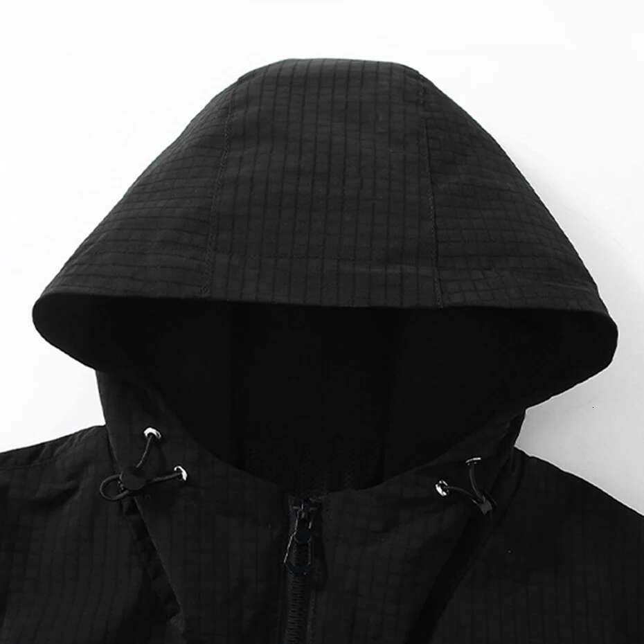 Black Waterproof Windbreak Cargo Plus Fashion Casual Solid Color Jackets Big Size 12XL Coats Male