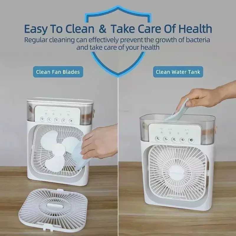New 3 In 1 Fan AIr Conditioner Household Mini Air Cooler LED Night Light Portable Humidifier Air Adjustment Fan Office Home Fan Z250214