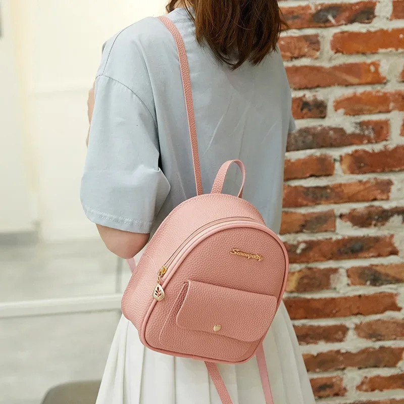 Mini Backpack Women Korean Style PU Leather Shoulder Bag for Teenage Girls Multi-Function Small Bagpack Female Phone Pouch 250214