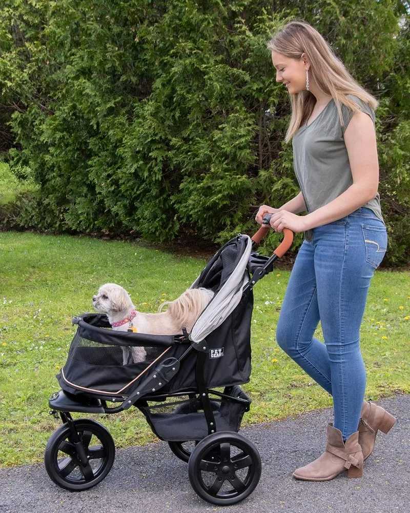 Others Dog Carrier No-Zip Pet Stroller for Cats/Dogs Zipperless Entry Easy One-Hand Fold Jogging Tires Removable Liner Cup Holder Storage Basket H2502