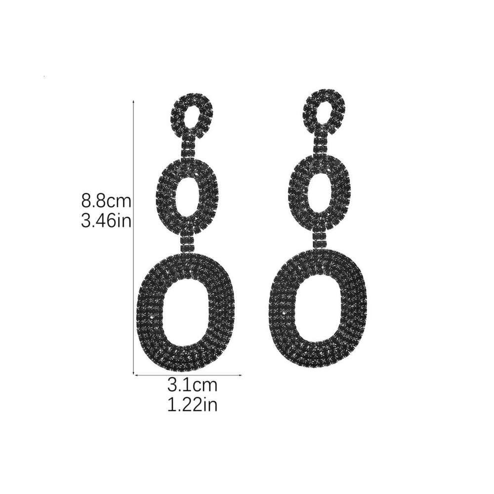Fashionable black electrophoretic long round women's personality exaggerated, dia studded earrings, ear accessories