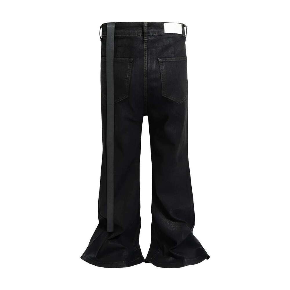 Ro Style Ribbons Matte Coated Stretch Black Flare Pants For Men And Women Lace Up Baggy Leather Trousers Streetwear Boot Cut