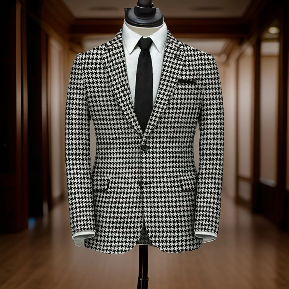 Houndstooth Blazer for Wedding Party Plaid Notched Lapel Two Buttons Men Suit Jacket Classy Male Fashion 1 PCS Coat In Stock 250211