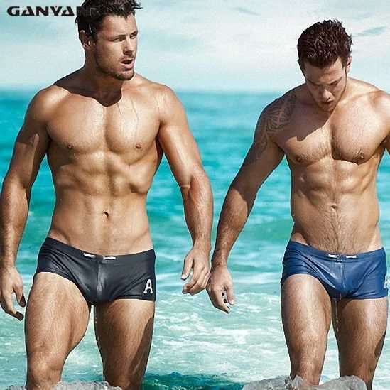 GANYANR Brand Male Swimming Trunks Plus Size Swimwear Men Sexy Swimsuit Gay Swim Shorts Briefs Sunga Bathing Solid Surf Beach W250214