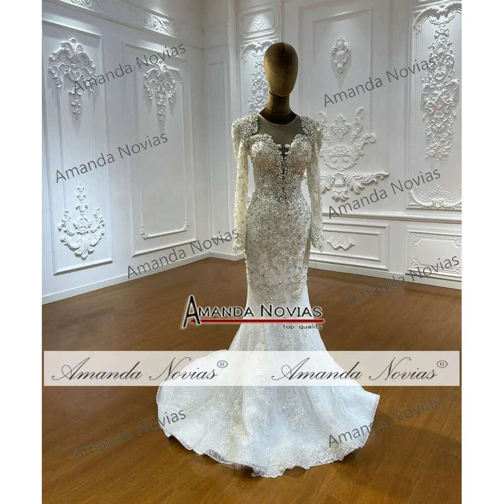 Custom Amanda New Design Long Sleeves 2 in 1 Mermaid Bridal Dress