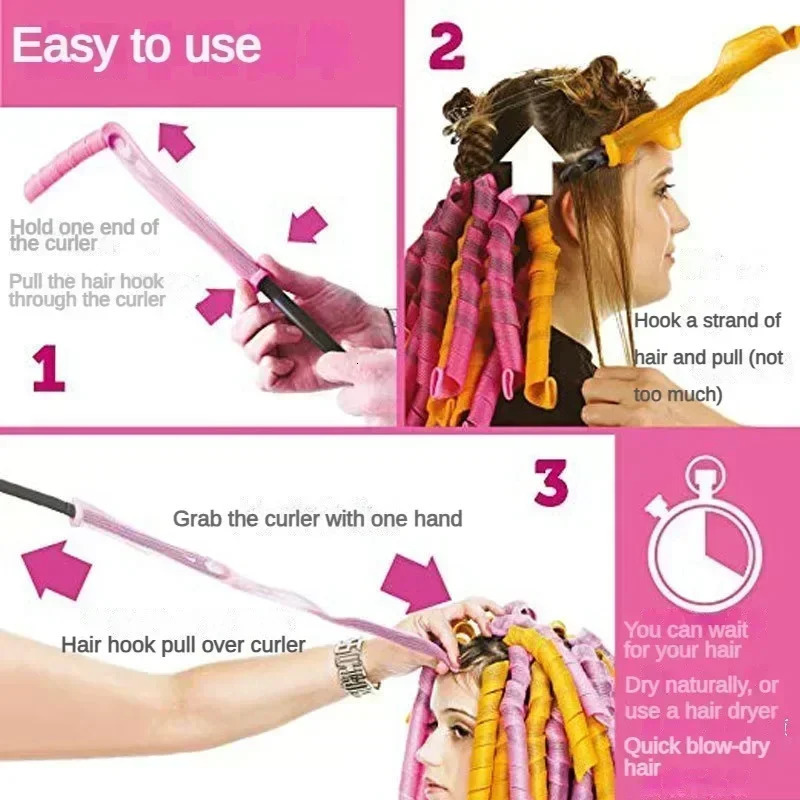 10/20Pcs Heatless Curling Rod Set Soft Hair Curler No Heat Hair Rollers Lazy Curlers Long Rods Girls Hair Styling Tools 250214