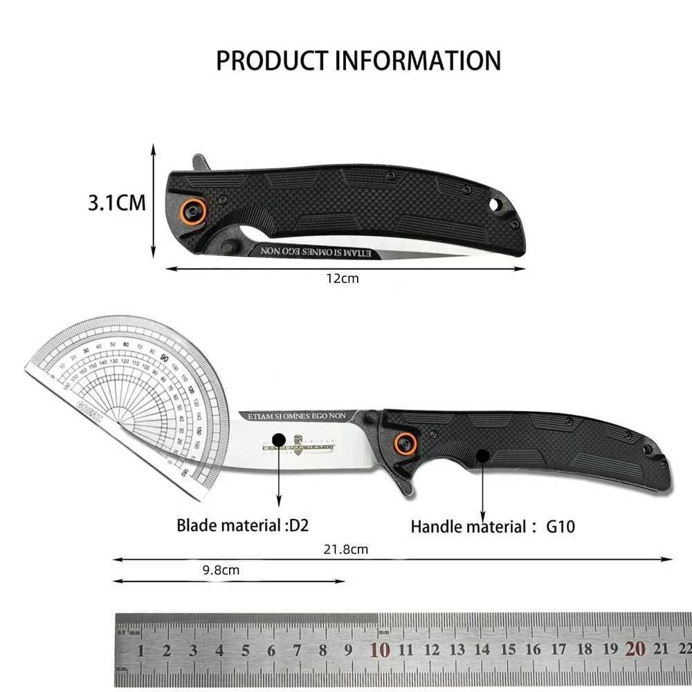 High Quality Extra Ratio Folding Knife D2 Blade G10 Hand Outdoor Hunting Cam Hiking Climbing Survival Tools Gift W250214