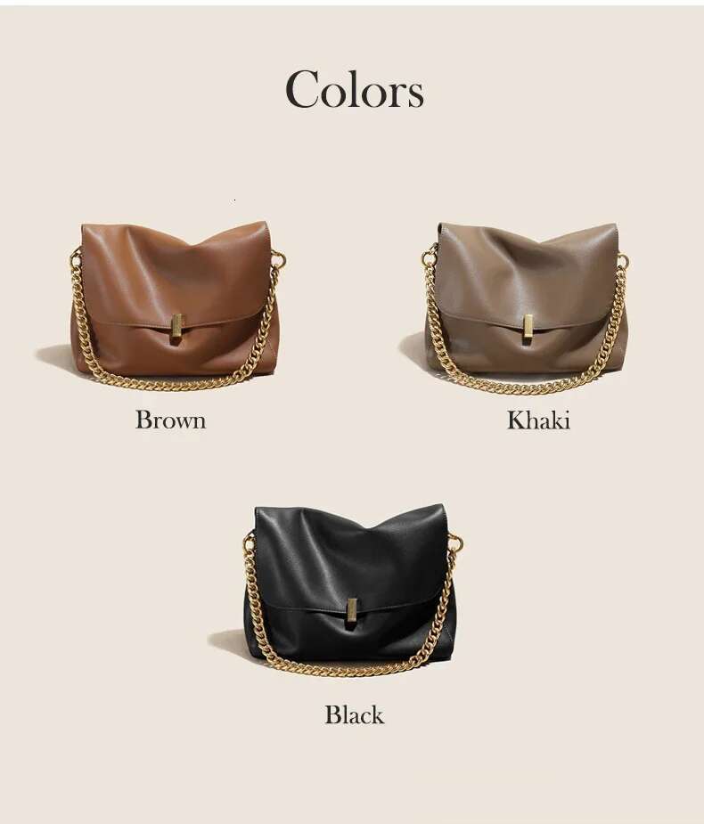Large Cow Flap Shoulder Chain Bag 2024 Solid Genuine Leather Female Crossbody Handbag Messenger Bags