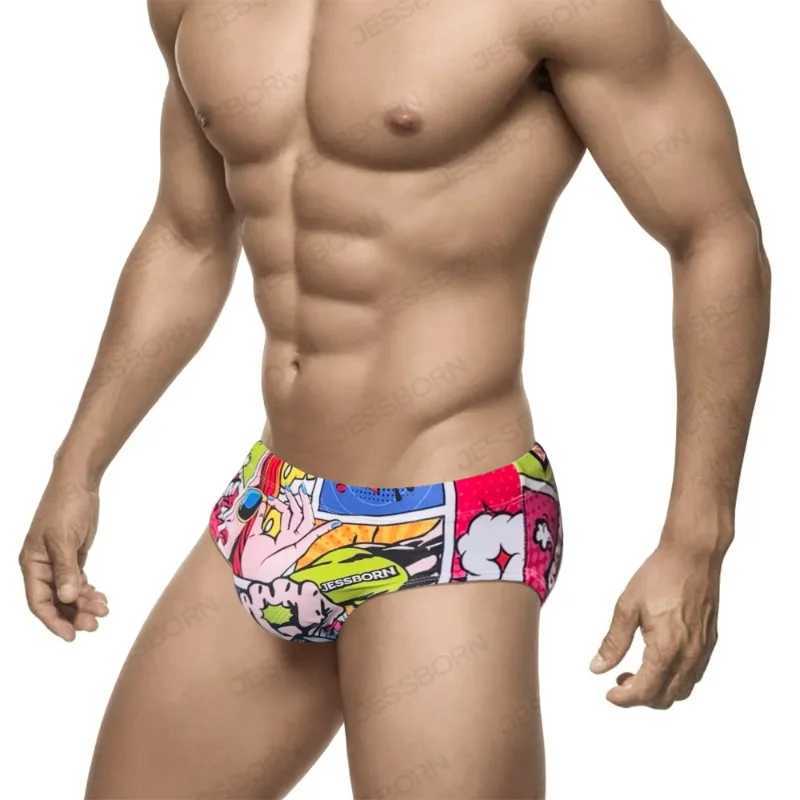 Summer Cartoon Comics Print swimwear Beach Sexy Low Wait Swimming Briefs Surf Beach Boxer shorts Jammer Surfing Trunks Swimsuit W250214