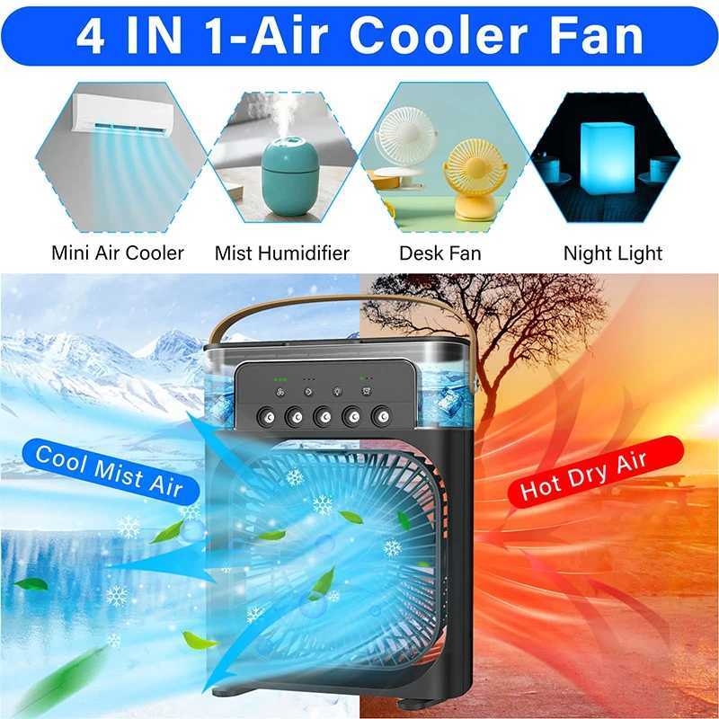 4pcs touch button USB 5V mobile cooling fan 600ml ice cube desktop water cooler Z250324