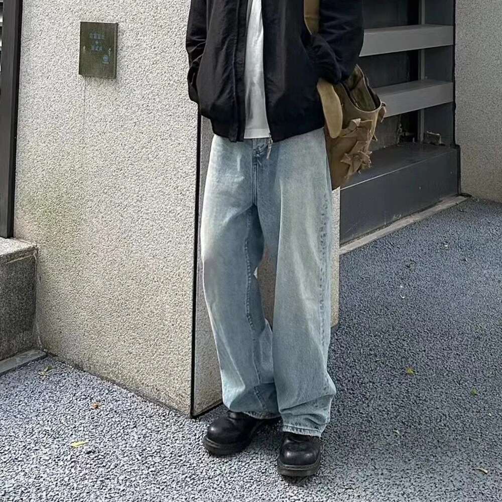 High Street Washed Blue Wide Leg Baggy Jeans For Men And Women Straight Ropa Hombre Y2k Denim Pants Oversized Loose Trousers