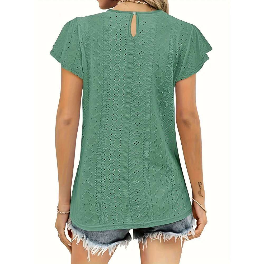 Women's Large Casual Knitted Loose Fit Long Comfortable Breathable Regular Sleeve T-Shirt
