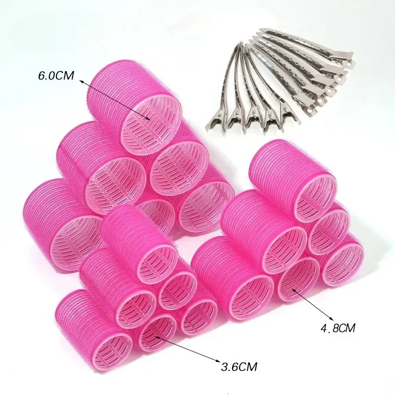 28pcs/Set Hair Roller Sets 18pcs Plastic Self Grip Hair Curlers 3 Sizes Hairs Rollers 10pcs Metal Clips DIY Hairdressing Tool 250214