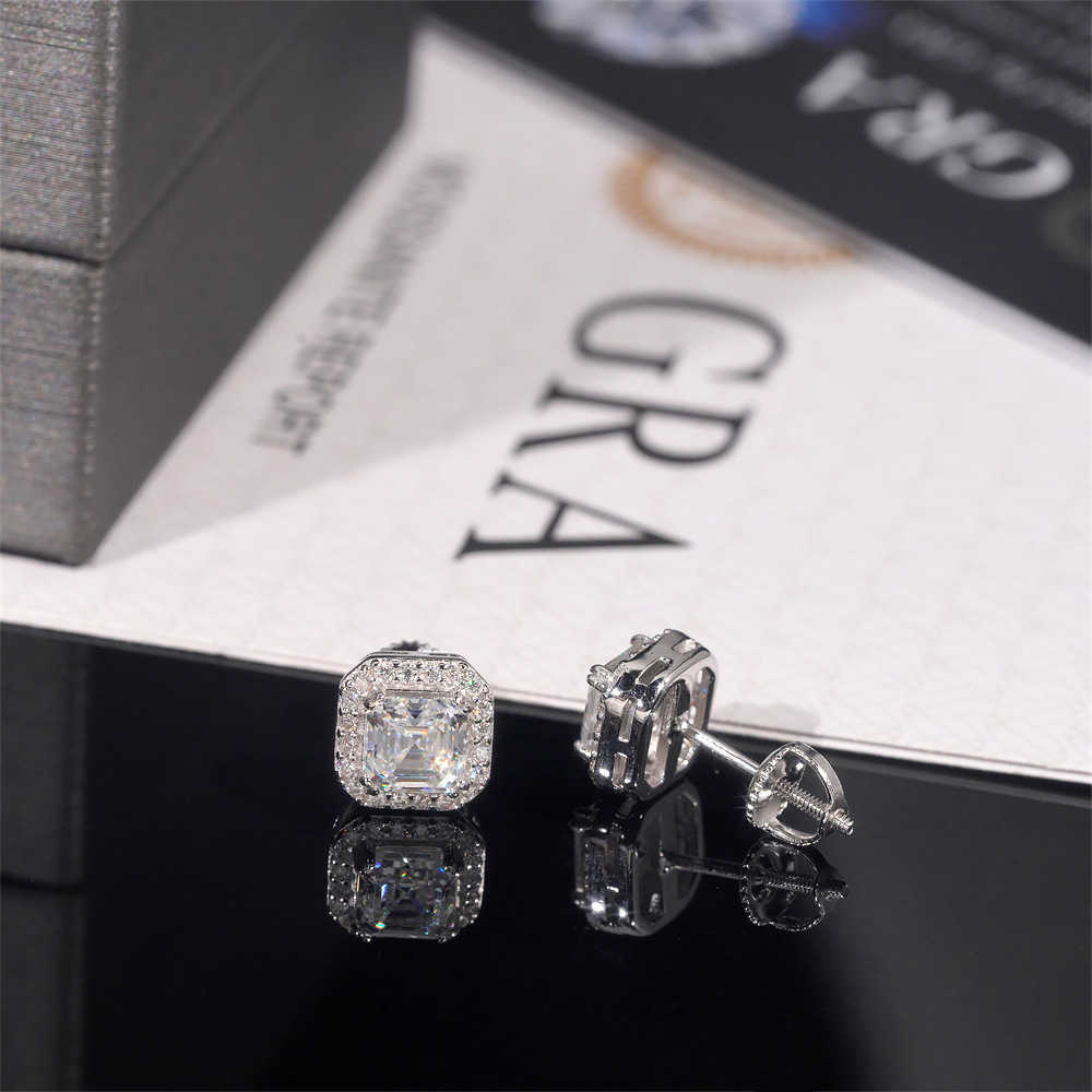 High quality 925 sterling silver vvs moissanite earrings with exquisite craftsmanship and high-quality moissanite princess square earrings jewelry