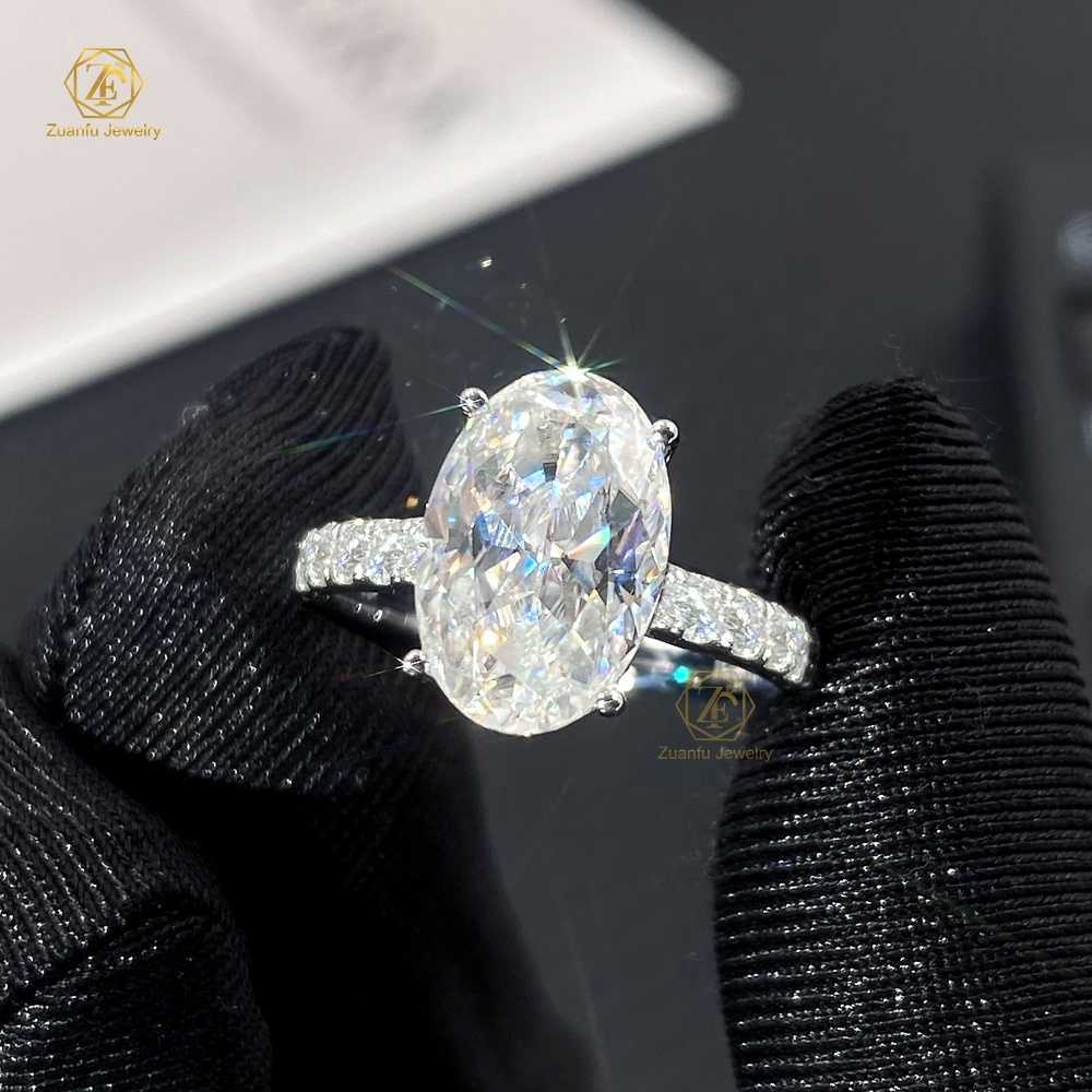 ZuanFo14k Womens Engagement Ring 18k Solid White Gold with GIA IGI Certified CVD HPHT Lab Grown Diamond Jewelry