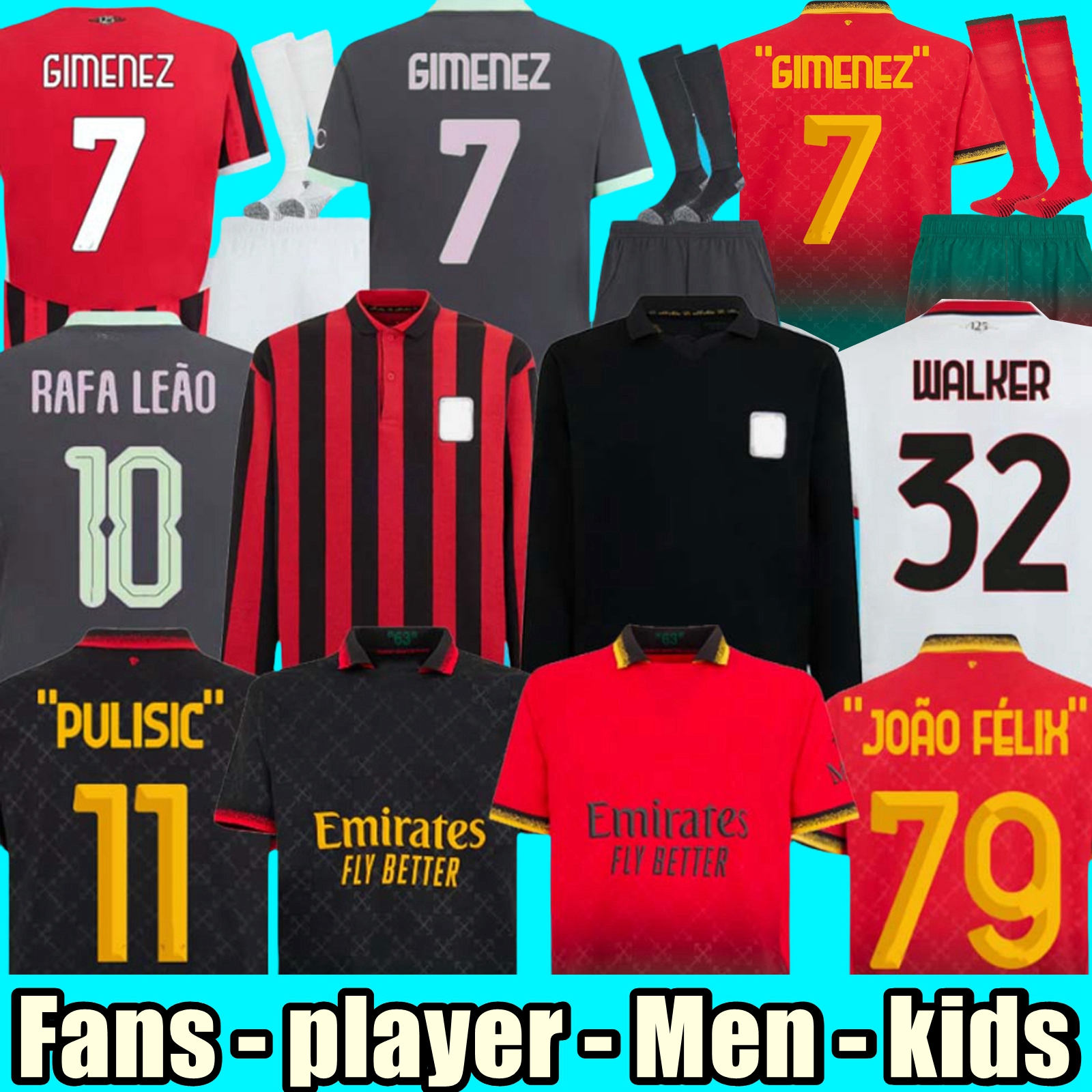 24 25 Black white Milan morata Jerseys 2024 2025 home away THEO PULISIC REIJNDERS ROMAGNOLI RAFA LEAO Football shirts ac uniform fans 125th Fourth GIMENEZ 7