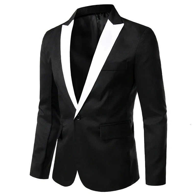 Arrival Suit Mens Single Button Suits Slim Fit Party Wedding Casual Blazer Black and White Solid Collar Blazers 250211