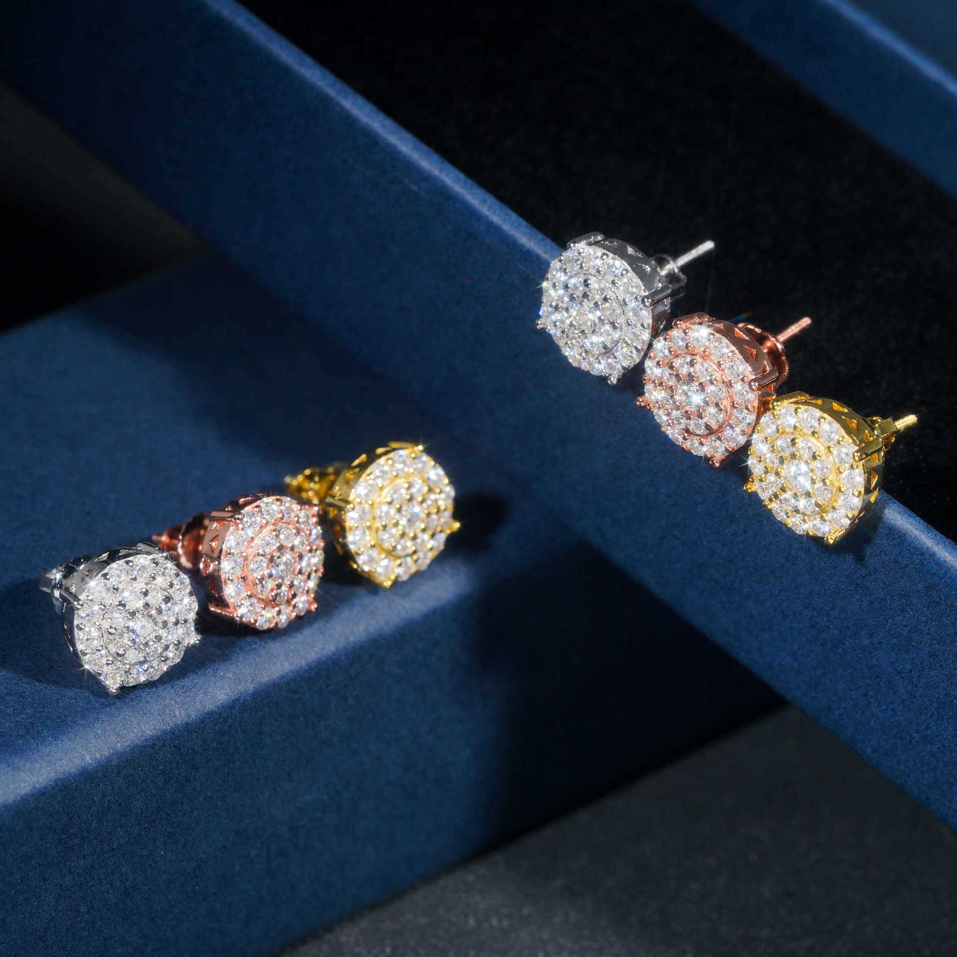 Diamond Hair 2025 New Mens and Womens Fashion Round Hip Hop Jewelry 925 Silver Earrings with Mosang Earrings