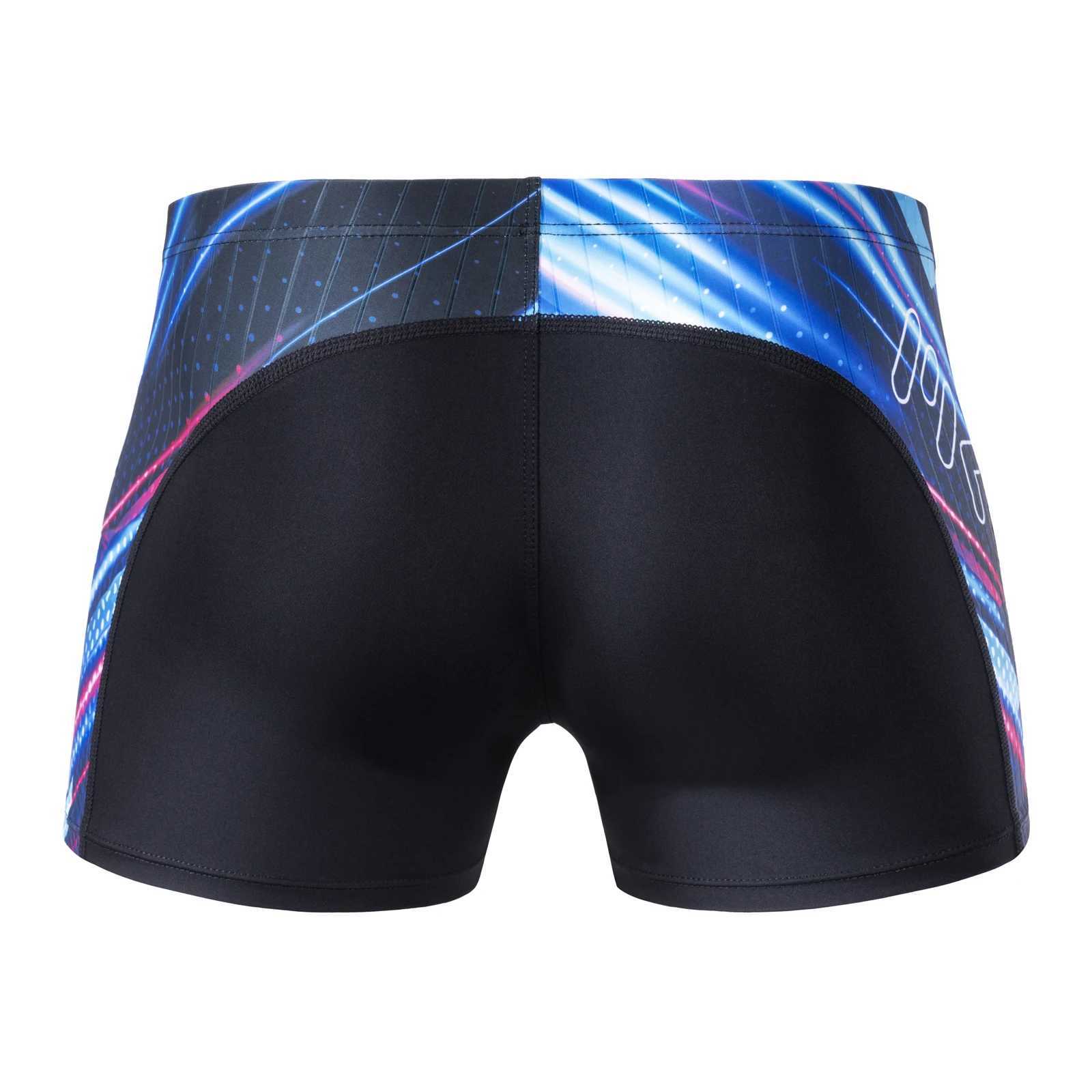 MY KILOMETRE Mens Square Leg Athletic Swim Jammers Durable Training Splice Team Swimsuit Men Swimming Trunks Neon Size XS-2XL W250214