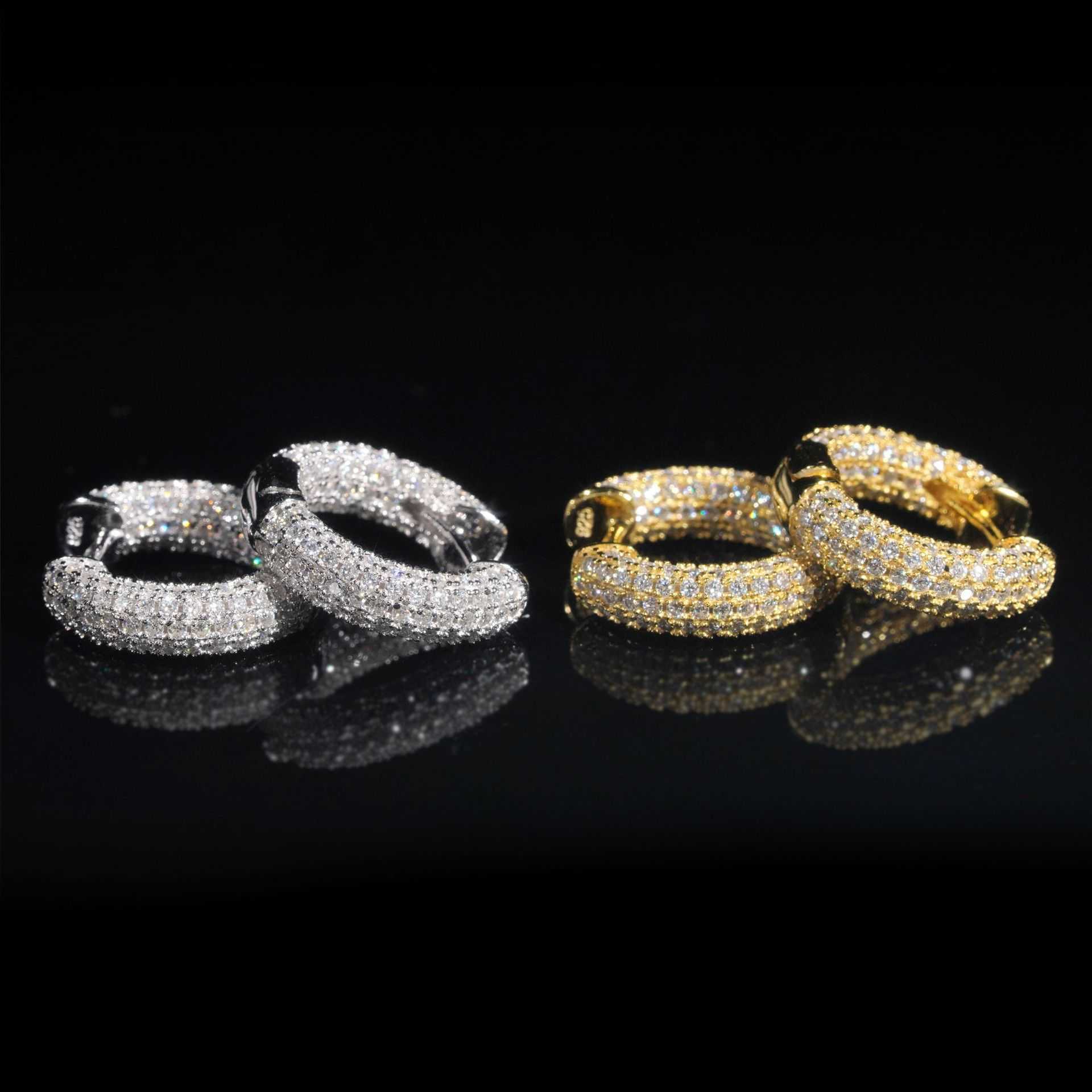 Hot selling womens earrings 925 silver inlaid vvs1D color moissanite hip-hop personality earrings jewelry