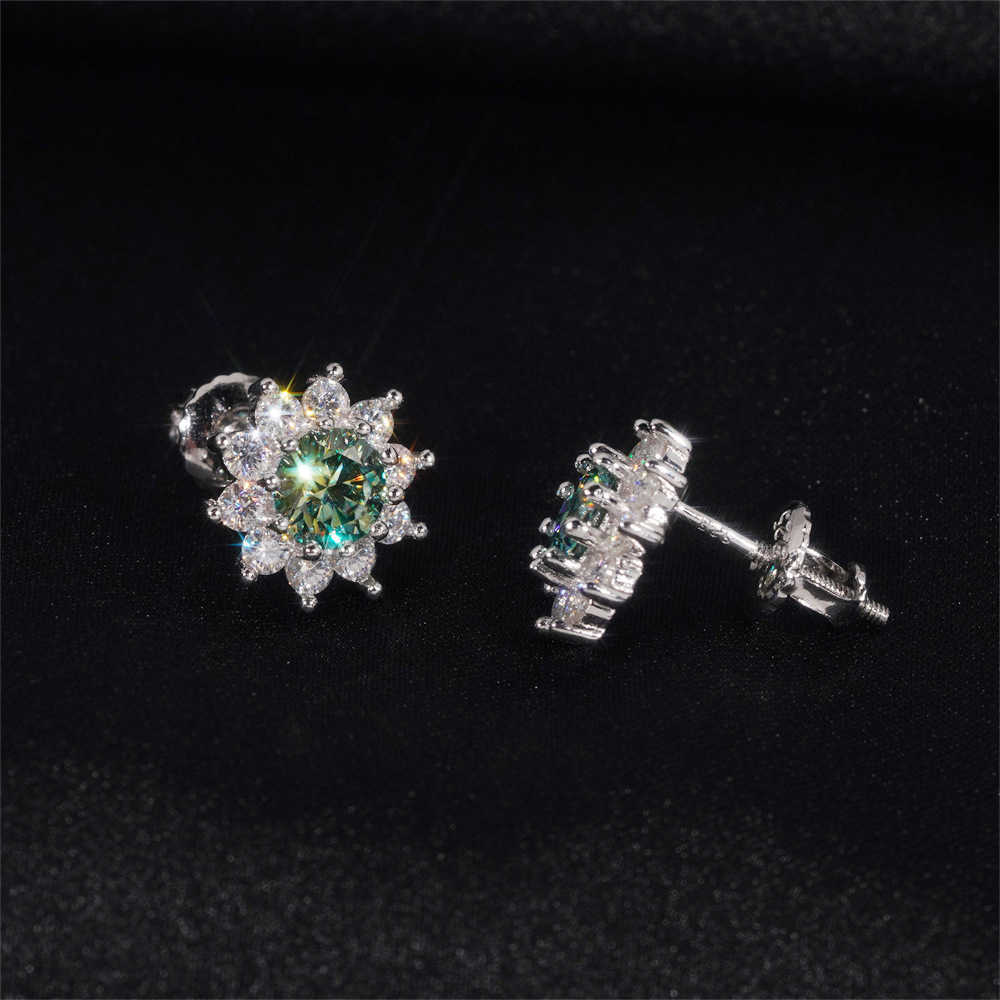 Sun flower new design fashionable earrings 925 silver vv vs moissanite two tone light luxury jewelry hot selling trendy item