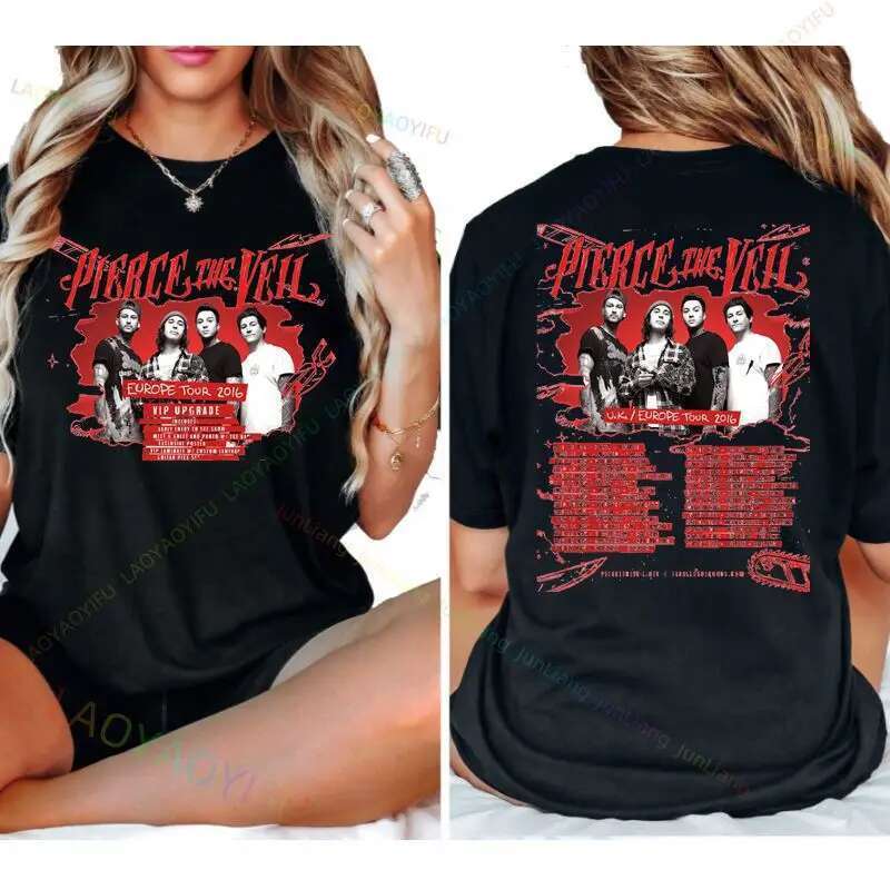 Pierce Veil Rock Band Fun Men's T-Shirt Aesthetic Clothing Women's Summer Short Sleeve Top 2024