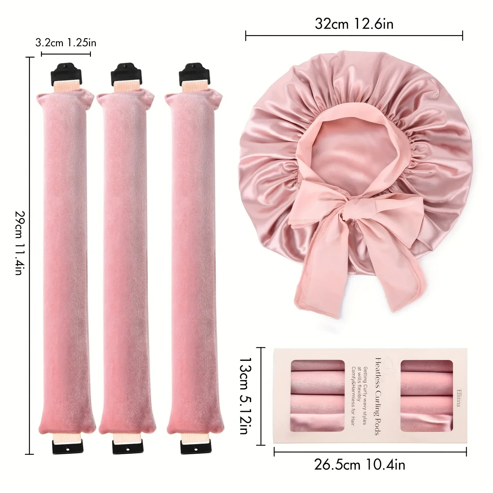 4pcs Heatless Hair Curler Set-No Heat DIY Styling Kit with Flexi Rods Satin Silk Bonnet - Perfect Gift for All Hair Types 250214