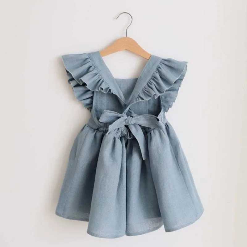 Summer Toddler Girl Dress 100% Cotton Ruffles Baby Dress Infant Dress Sister Clothes Z250214