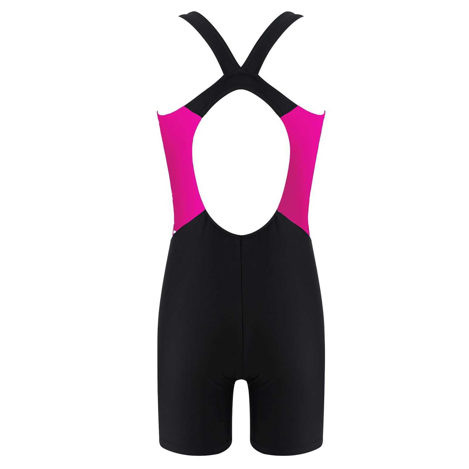 Kids Girls Legsuit Swimsuit Sleeveless One Piece Swimwear Sports Rashguard Shor Wetsuit Surfing Swimming Jumpsuit Bodysuit Z250214