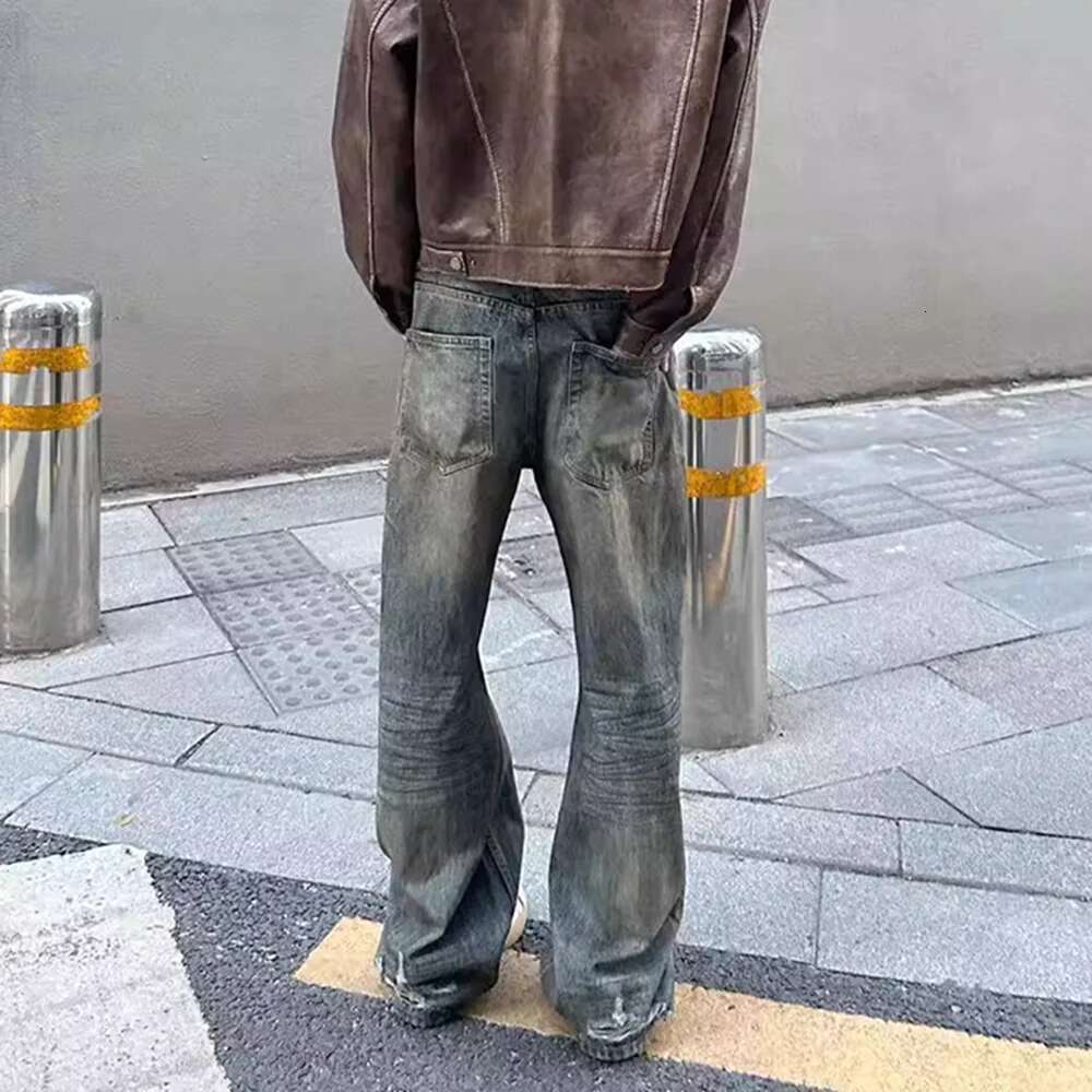 Streetwear Washed Dirty Baggy Blue Jeans For Men And Women Straight Vintage Casual Denim Trousers Ropa Hombre Cargos
