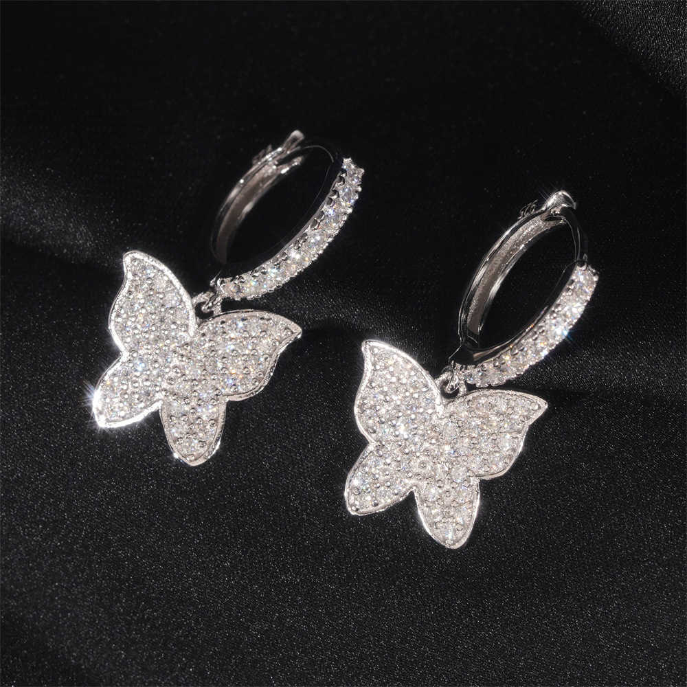 New Trend Unique Design Pendant Earrings 925 Silver VVS Mozambique Creative Butterfly Trendy Jewelry Earrings