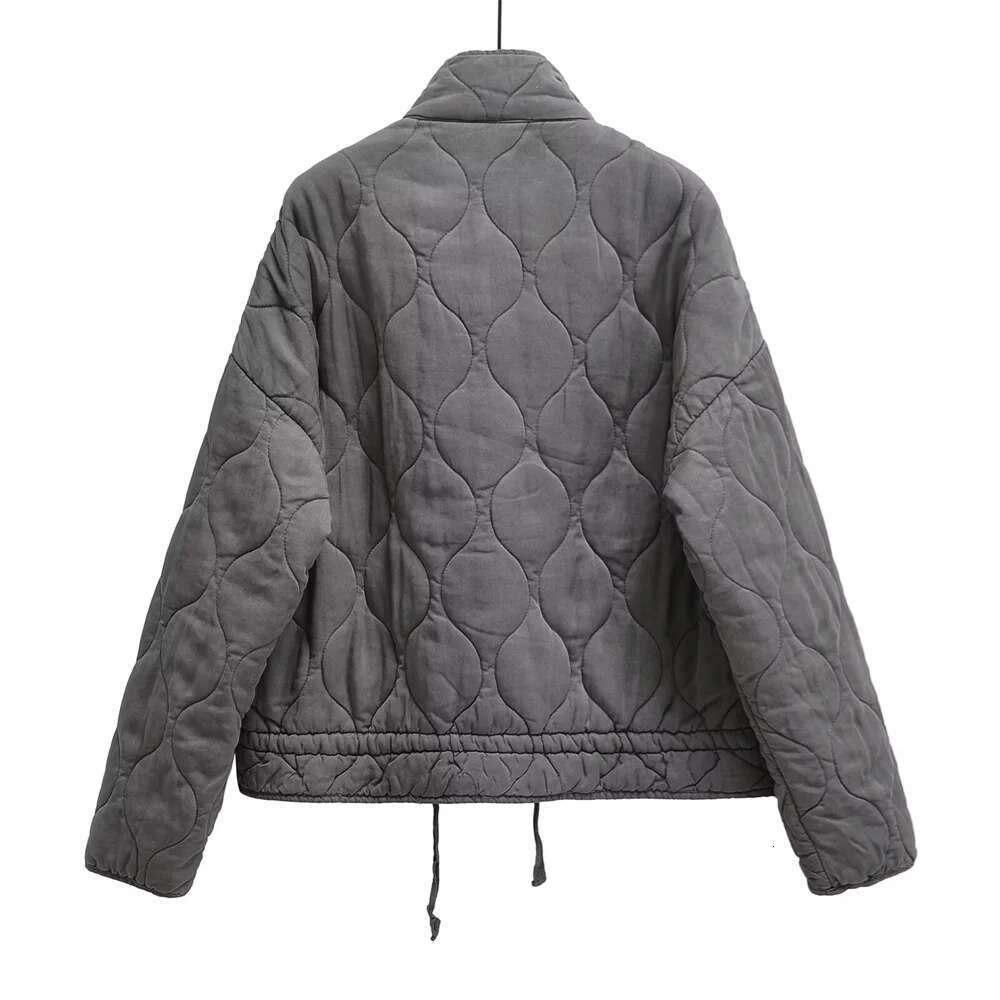 UNIZERA 2024 Autumn New Product Fashion Casual Women's Stand up Collar Long Sleeve Loose Pocket Decoration Cotton Coat