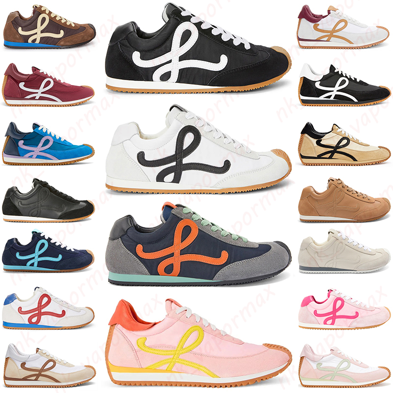 Ballet runner sneakers designer Flow running shoes women men outdoor Black White Chocolate Navy blue Orange Blue Flat platform trainers Nylon Loafers shoes