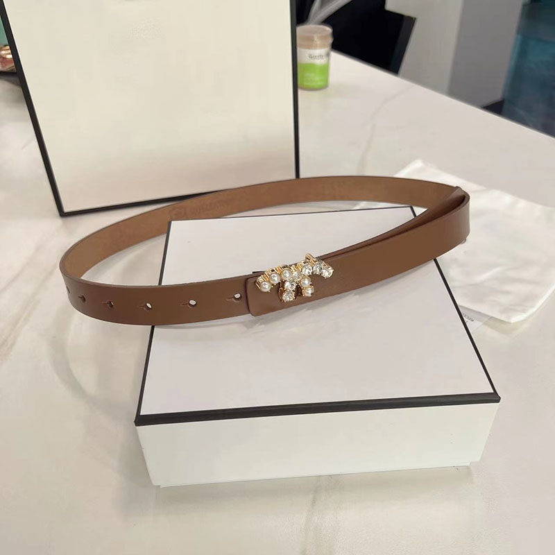 luxury Designer belt women Pearl Diamond Genuine leather material classic buckle casual width 2.5cm size fashion gift
